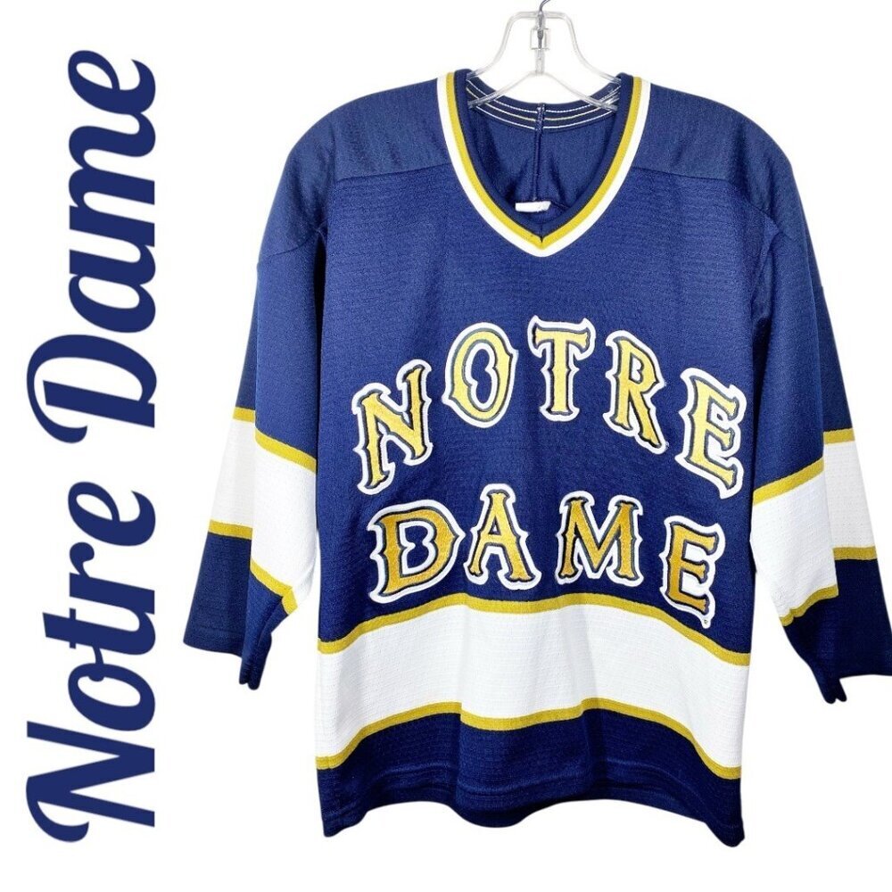 BAUER NOTRE DAME FIGHTING IRISH NCAA HOCKEY JERSEY Blue, White Gold, Size Medium
